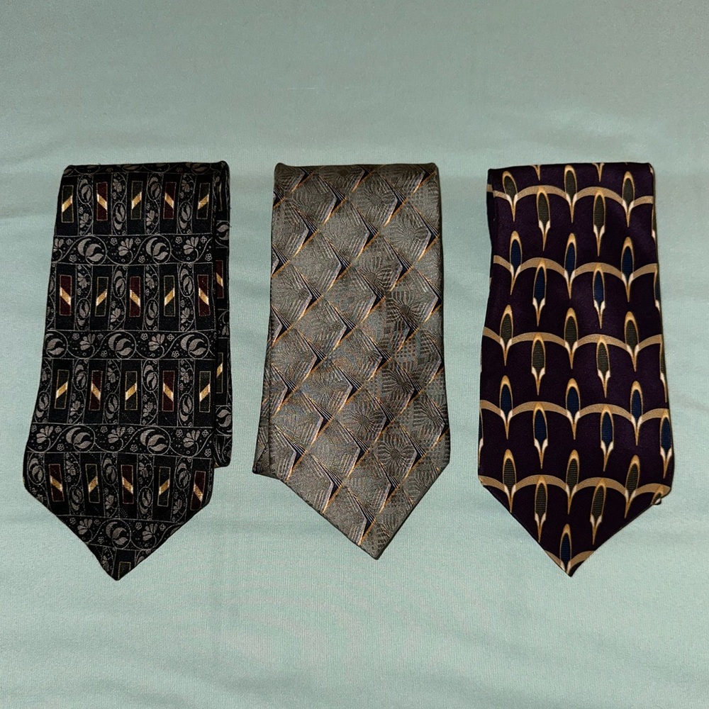 Bill Blass Black Label Mens Neckties - Set of 3 - 100% Silk